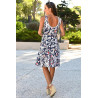 Robe sans manches fleurie bleue confortable pour femme senior