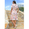 Robe ouverte devant motif feuille pour femme senior dos