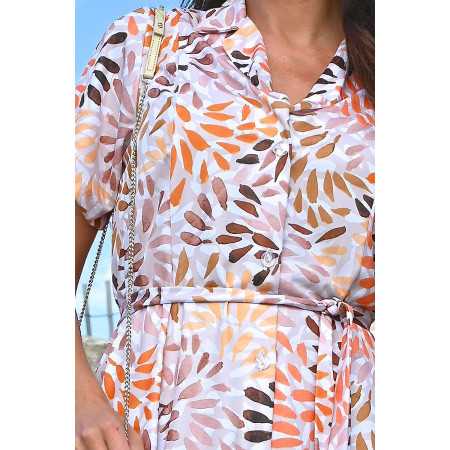Robe ouverte devant motif feuille pour femme senior zoom