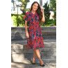 Robe pour femme agée ouverture facile devant par boutons marine et rouge fleurs