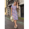 Robe femme senior manches courtes boutons à l'avant colorées printemps