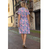 Robe femme senior manches courtes boutons à l'avant colorées printemps dos