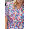 Robe femme senior manches courtes boutons à l'avant colorées printemps zoom