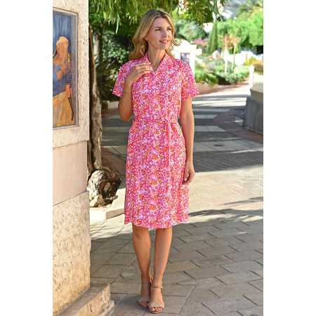 RObe ouverture devant femme senior boutons coloris rose