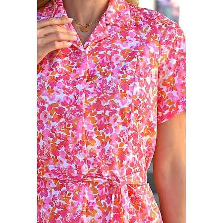 RObe ouverture devant femme senior boutons coloris rose zoom