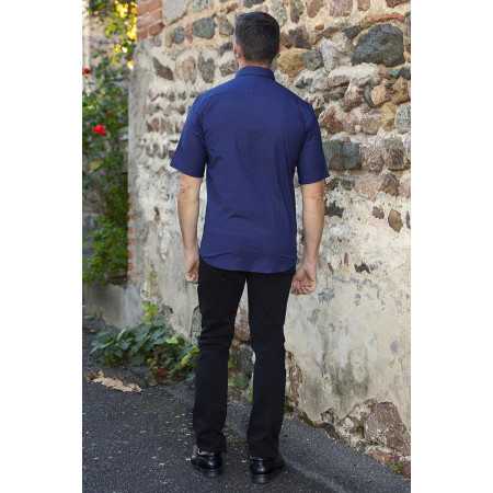 chemise facile à enfiler homme senior coloris marine dos