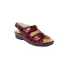 sandale cuir grand confort coloris rouge femme senior avec scratch
