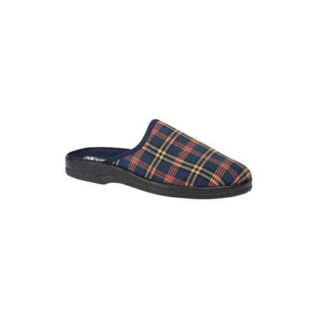chaussons pantoufle mule homme senior à carreaux