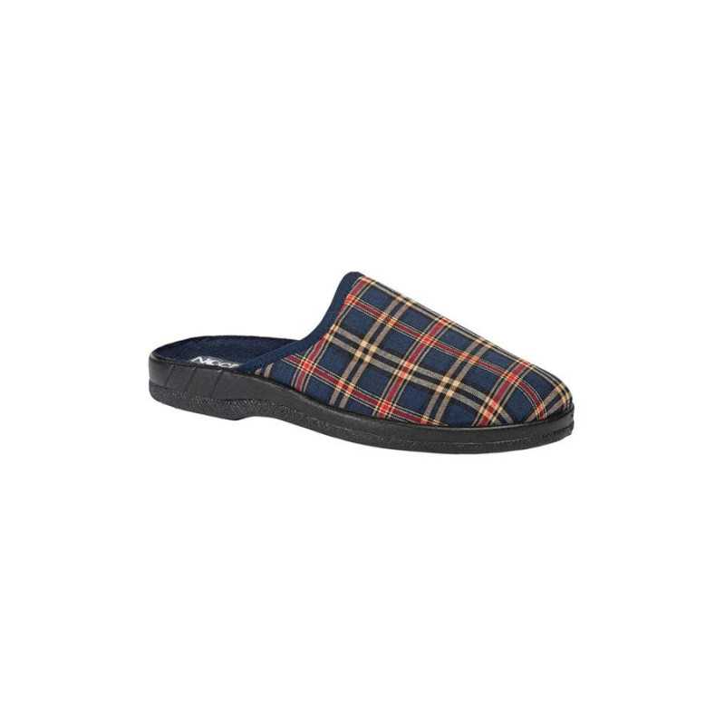 chaussons pantoufle mule homme senior à carreaux