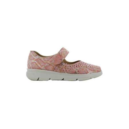 Chaussure femme senior coloris rose avec velcro large