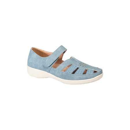 sandale chausson chaussure velcro femme senior bleu