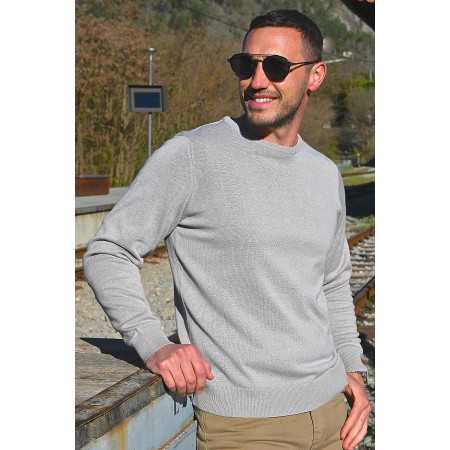 Pull gris homme coton