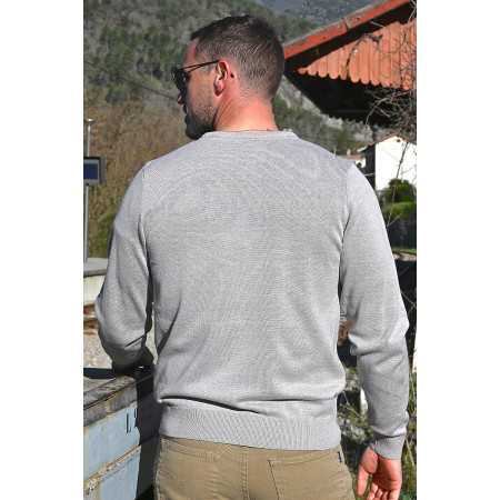 Pull gris homme coton dos