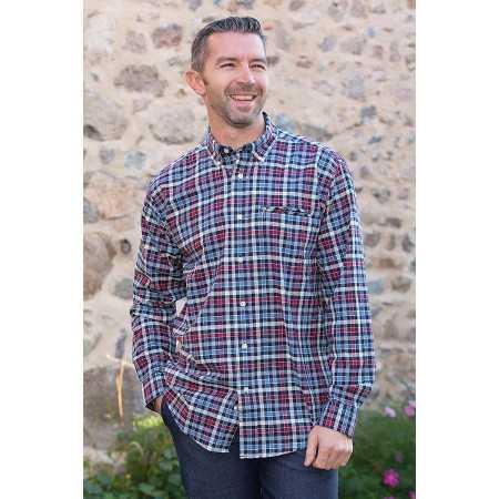 chemise carreaux bleu et rouge homme senior manches longues