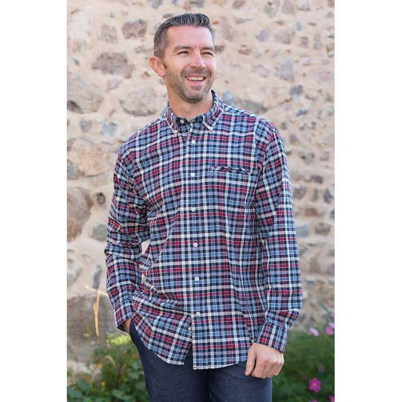 chemise carreaux bleu et rouge homme senior manches longues