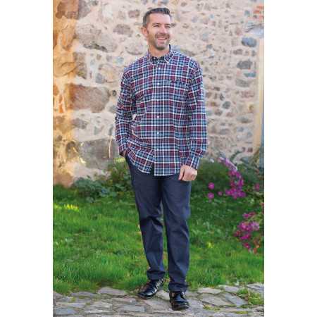 chemise carreaux bleu et rouge homme senior manches longues tenue