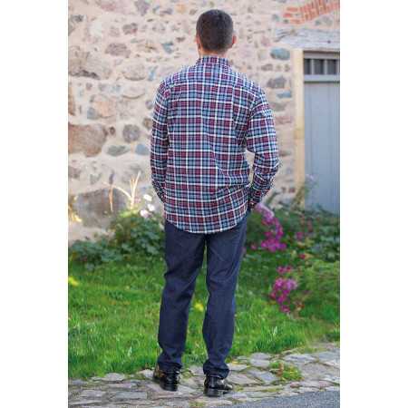 chemise carreaux bleu et rouge homme senior manches longues dos