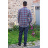 chemise carreaux bleu et rouge homme senior manches longues dos