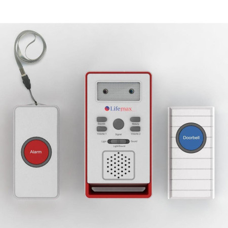 Combiné sonnerie de porte et appel d'urgence vue de face