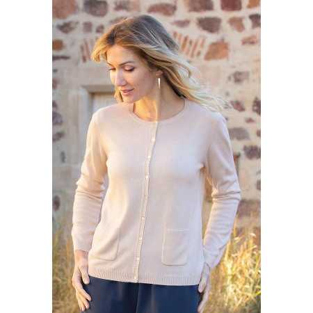 cardigan uni facile à enfiler femme senior coloris beige
