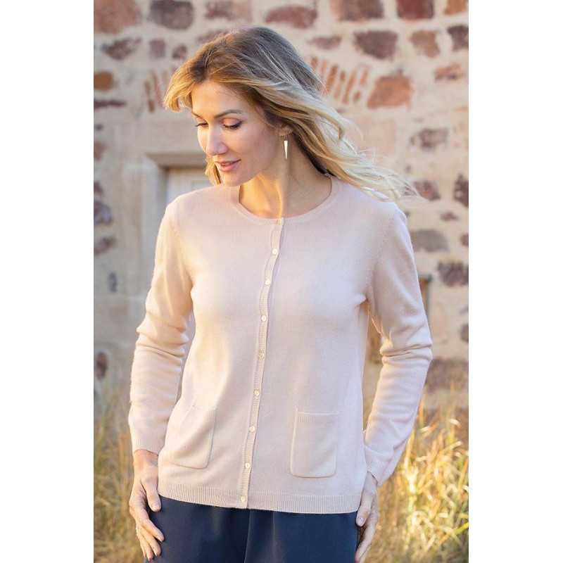 cardigan uni facile à enfiler femme senior coloris beige