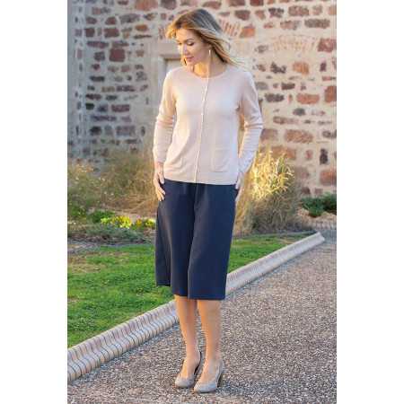 cardigan uni facile à enfiler femme senior coloris beige tenue