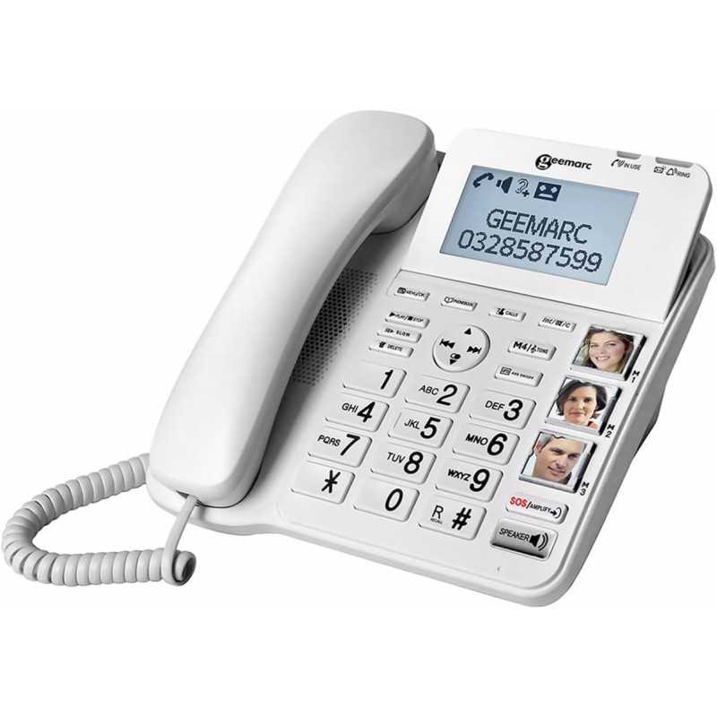 Geemarc téléphone fixe filaire senior grosses touches bouton photo