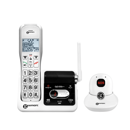 Téléphone fixe sans fil avec médaillon appel urgence