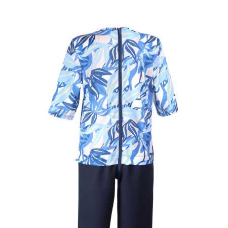 grenouillère été femme senior manches longues coloris bleu dos