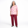 Grenouillère femme senior été manches courtes coloris rouge rose