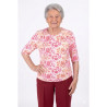 Grenouillère femme senior été manches courtes coloris rouge rose portée