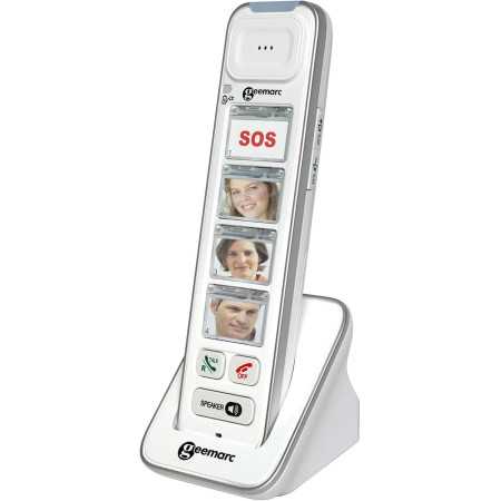 Téléphone fixe senior grosses touches avec photos et combiné – blanc