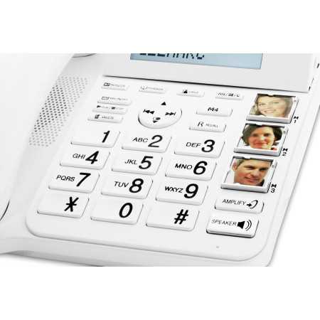 Téléphone fixe senior grosses touches avec photos et combiné – blanc