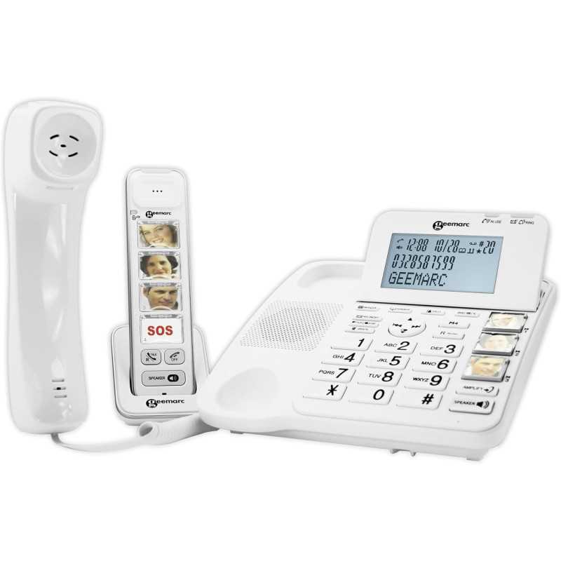Téléphone fixe senior filaire grosses touches photos + combiné