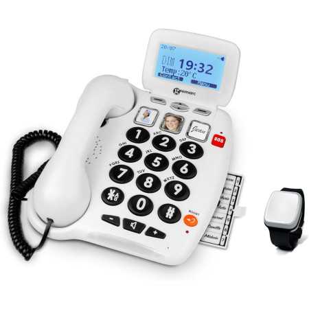 téléphone senior filaire avec bracelet detection de chute senior