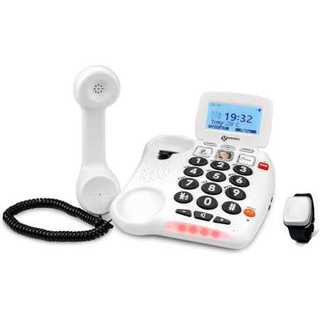 téléphone senior filaire avec bracelet detection de chute senior