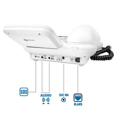 Téléphone fixe senior combine amplifié retranscription voix connectique