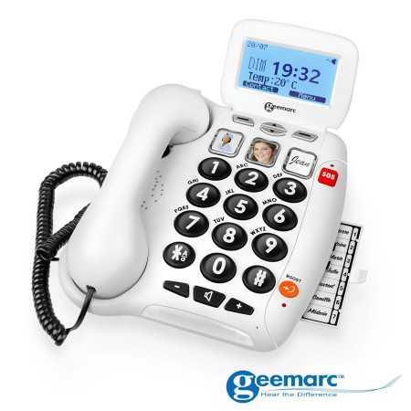 Téléphone fixe senior combine amplifié retranscription voix