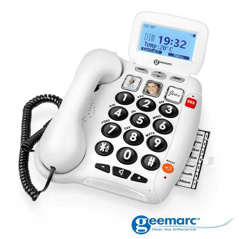 Téléphone fixe senior combine amplifié retranscription voix