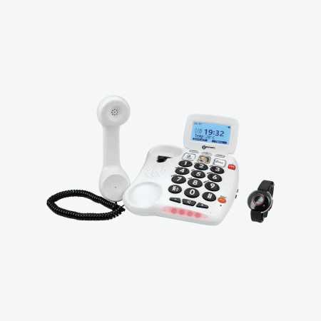 téléphone fixe filaire bouton sos et bracelet senior