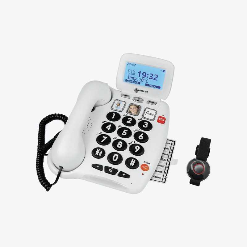 téléphone fixe filaire bouton sos et bracelet senior