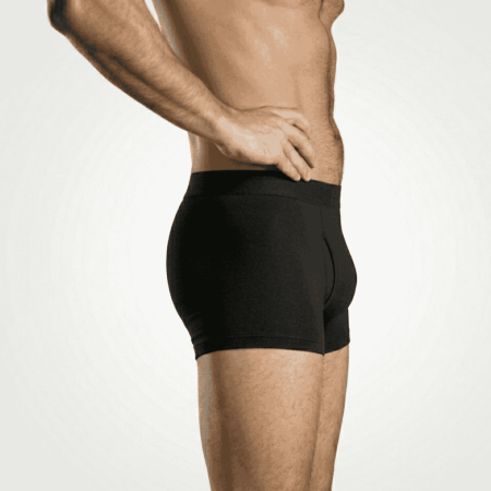 Boxer anti odeur flatulence homme senior coloris noir vue profil