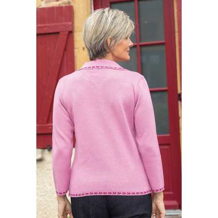 polo facile à enfiler femme âgée coloris rose dos