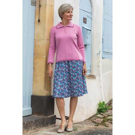 polo facile à enfiler femme âgée coloris rose tenue