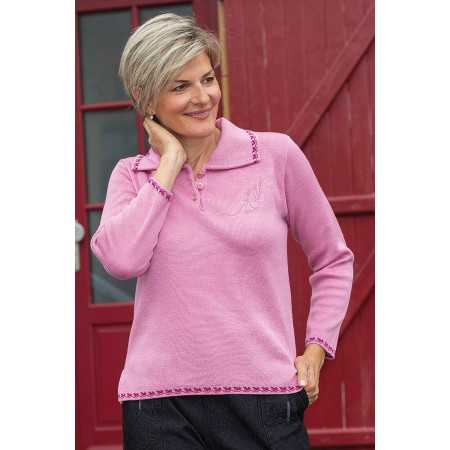 polo facile à enfiler femme âgée coloris rose