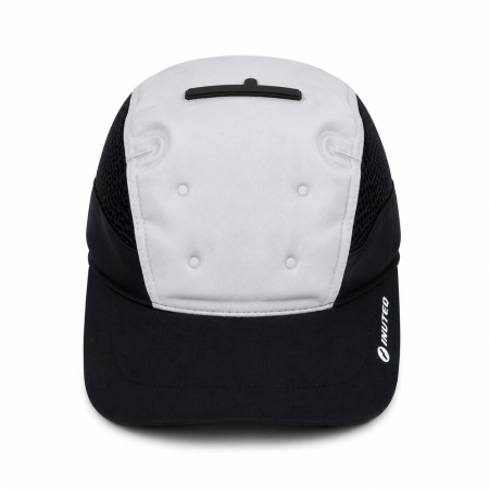Casquette rafraichissante pour senior canicule chaleur évaporation d'eau dry gris et noir face