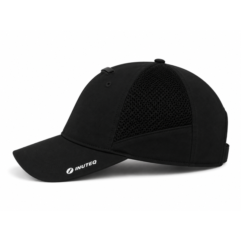 casquette rafraichissante noire été canicule senior vue de profil