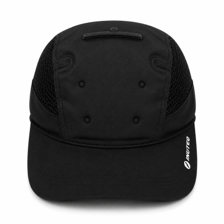 casquette rafraichissante noire été canicule senior vue de profil face
