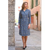 Robe ouverte devant facile à enfiler femme senior coloris bleu fleuri