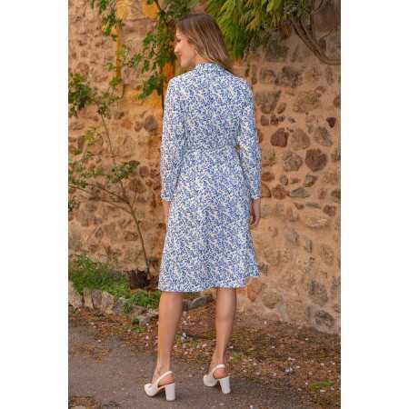 Robe fleurie femme senior col boutonné |  facile à enfiler | Facilavi